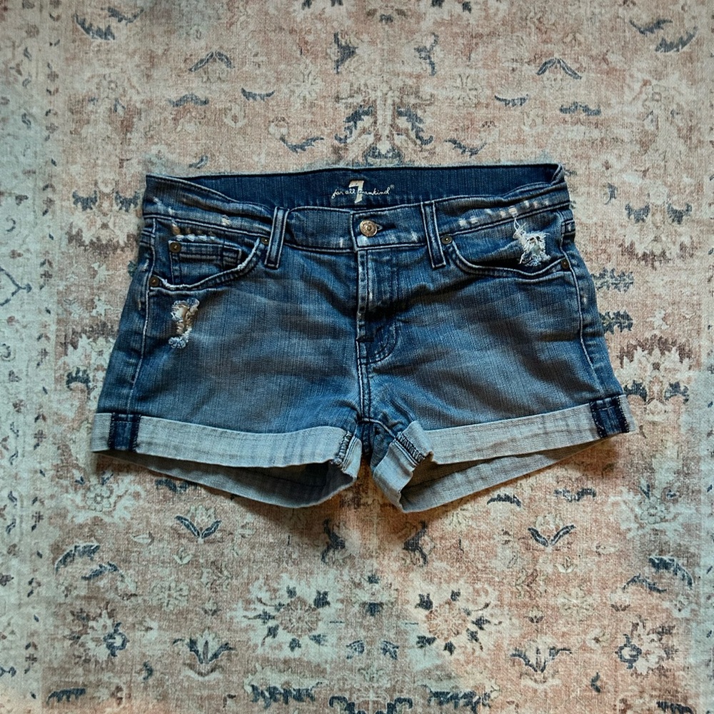 Y2k 7 For All Mankind Blue Denim Shorts